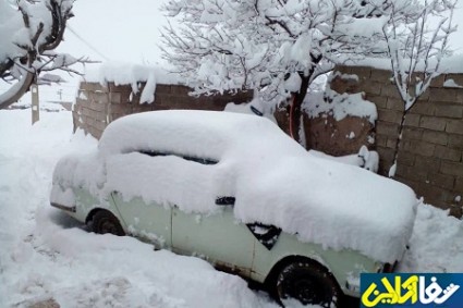 بارش سنگین برف در روستای لهرگین قره پشتلو استان زنجان / عکس