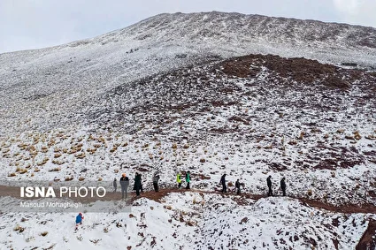 بارش برف پاییزی در شهمیرزاد /تصاویر